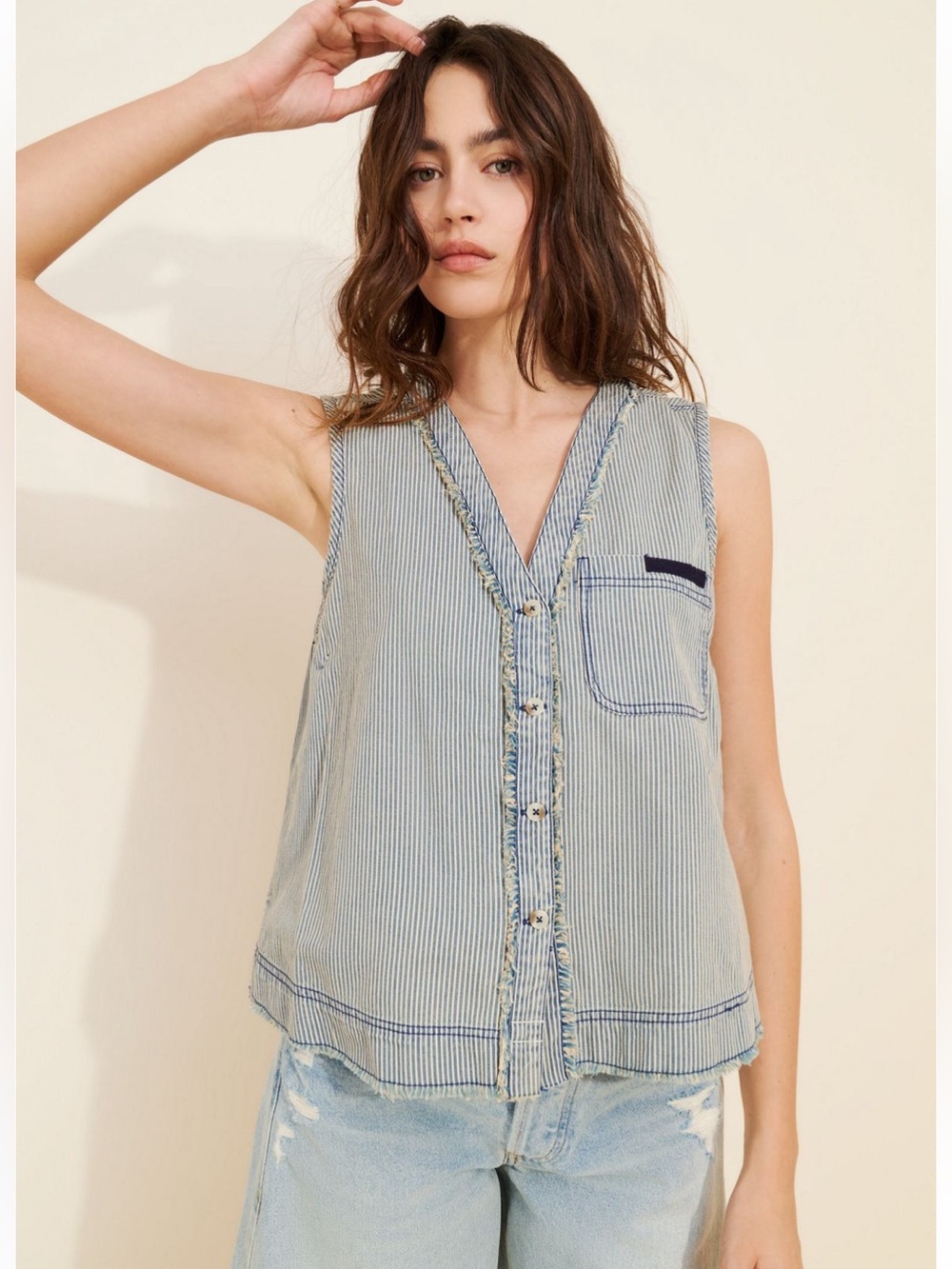 We the Free South Side Button Up Tank Size S